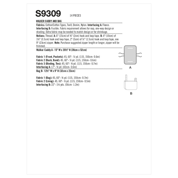 Simplicity Sewing Pattern S9309 Walker Caddy & Bag