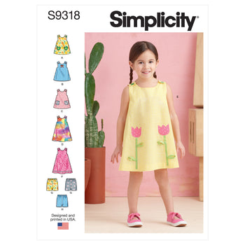Simplicity Sewing Pattern S9318 Toddlers' Tops, Dresses, and Shorts - Sewing Patterns