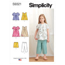 Simplicity Sewing Pattern S9321 Children's Tucked Tops, Dresses, Shorts and Trousers-1