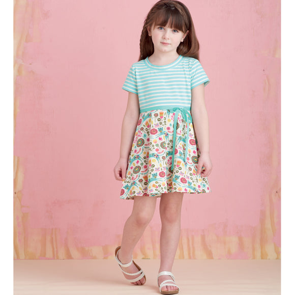 Patrón de costura Simplicity S9322 Vestidos sin cierres para niñas y niños