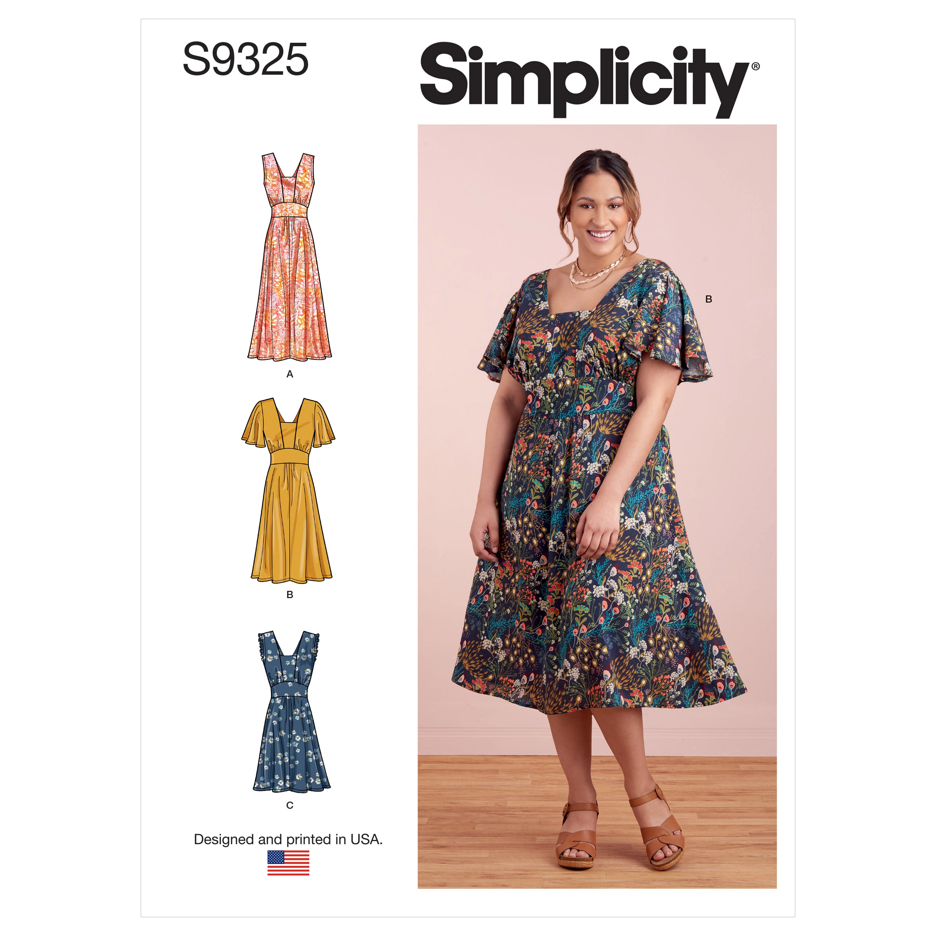 Patrón de costura Simplicity S9325 Vestido para mujer y señorita con variaciones de largo y mangas