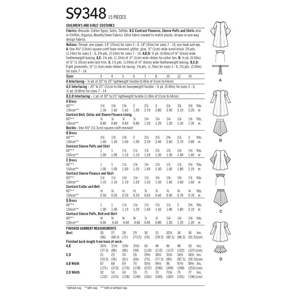 Patrón de costura Simplicity S9348 Disfraces para niños y niñas