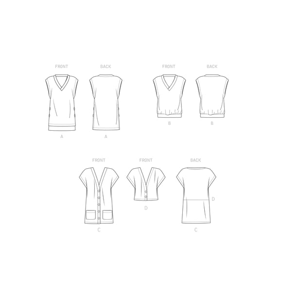 Simplicity Sewing Pattern S9374 Misses' Knit Waistcoats