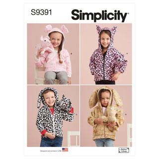 Simplicity Sewing Pattern S9391 Toddlers' Jackets and Small Plush Animals