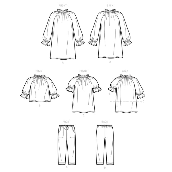 Simplicity Sewing Pattern S9393 Children's Dress, Tunic, Top and Trousers