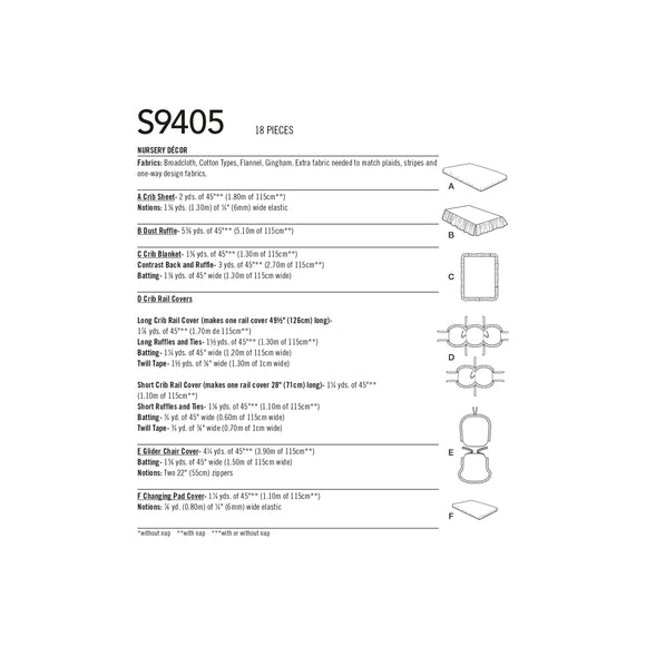 Simplicity Sewing Pattern S9405 Nursery Accessories