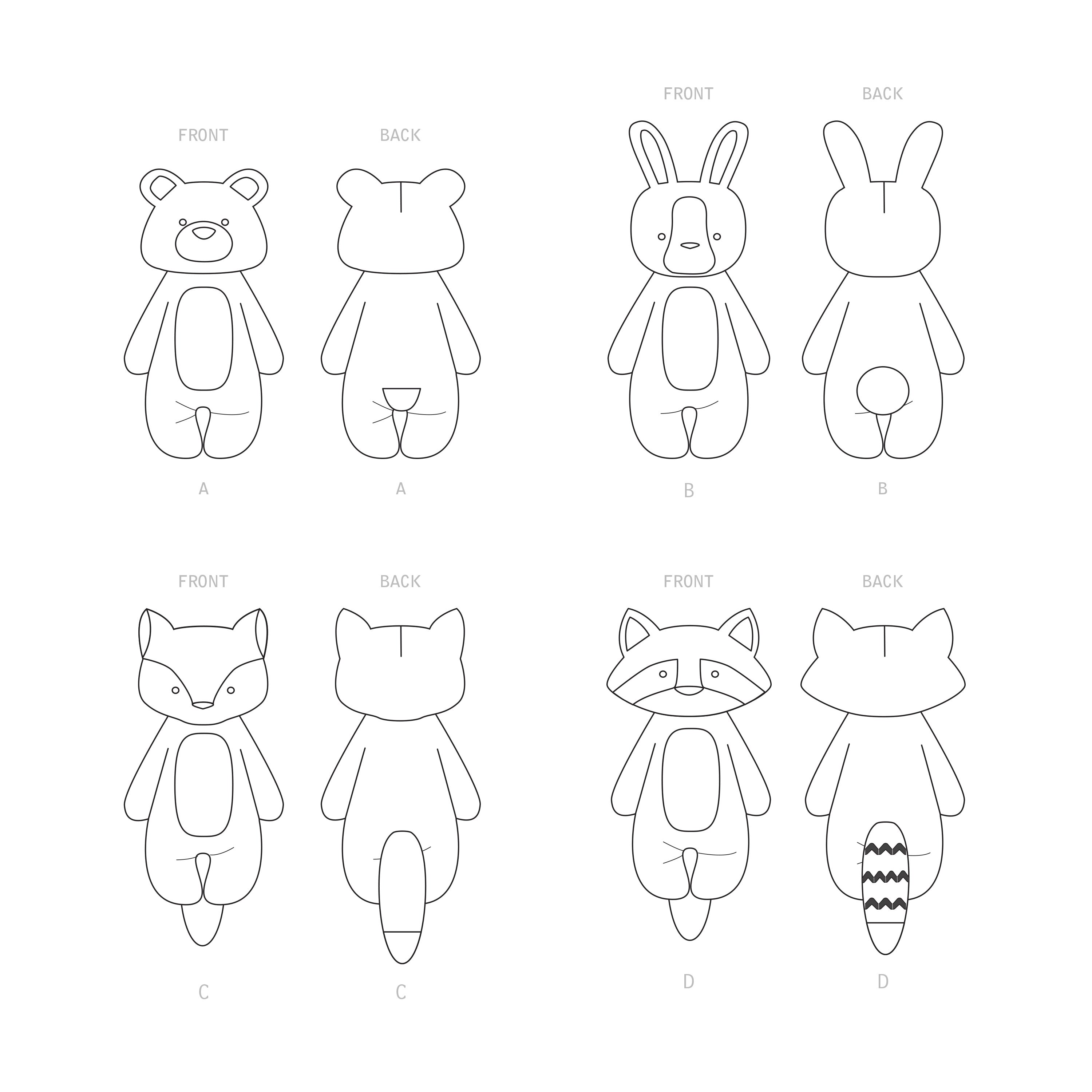 Simplicity Sewing Pattern S9414 Soft Toy Animals