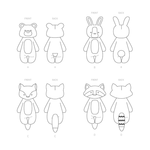 Simplicity Sewing Pattern S9414 Soft Toy Animals