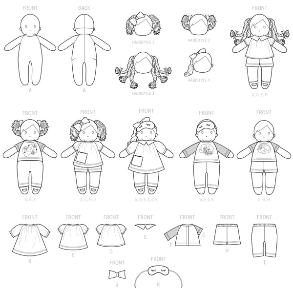 Simplicity Sewing Pattern S9440 Plush Dolls with Clothes