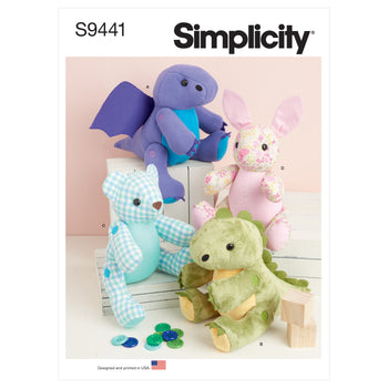 Simplicity Sewing Pattern S9441 13" Plushie Soft Toys - Sewing Patterns