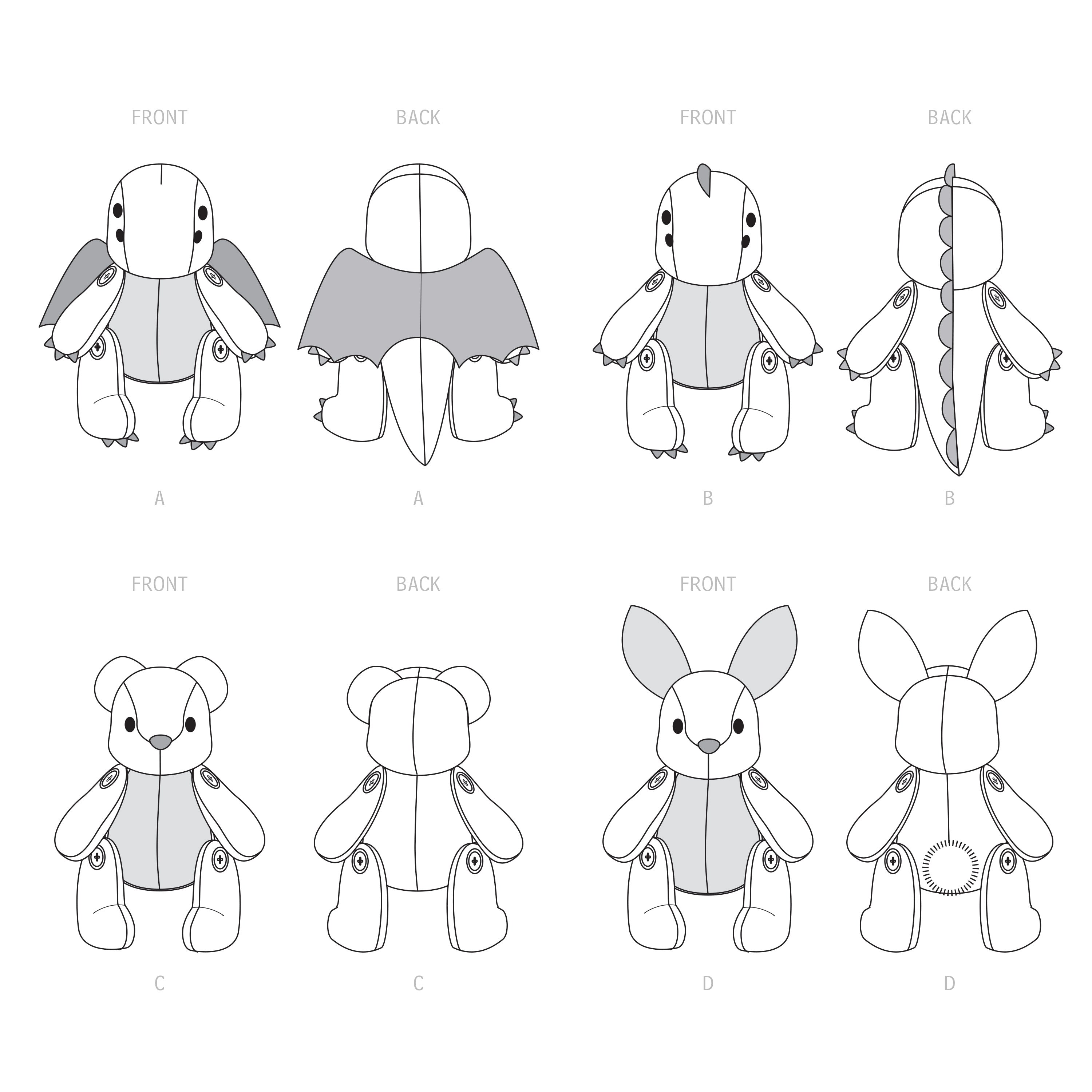 Simplicity Sewing Pattern S9441 13" Plushie Soft Toys