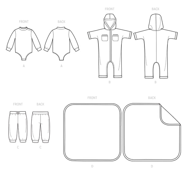 Simplicity Sewing Pattern S9459 Babies' Bodysuit, Jumpsuit, Trousers and Blanket