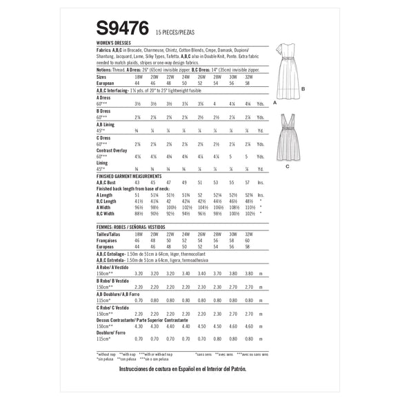 Simplicity Sewing Pattern S9476 WOMEN'S DRESSES