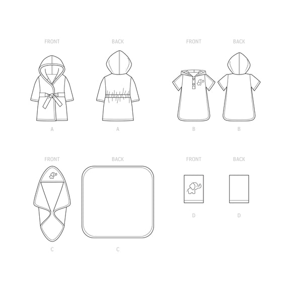 Simplicity Sewing Pattern S9483 BABIES' BATH SET