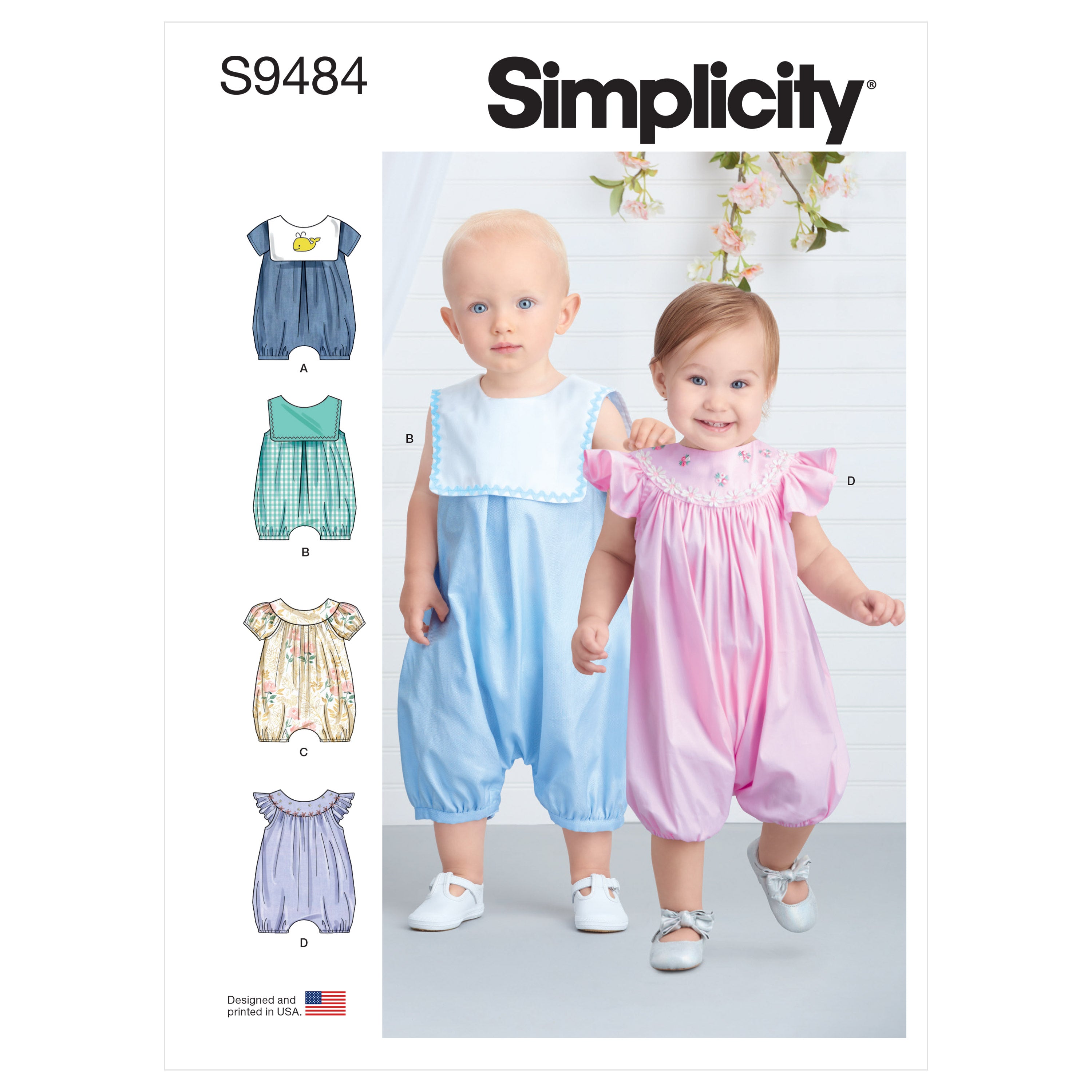 Simplicity Sewing Pattern S9484 BABIES' ROMPERS