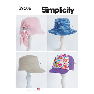 Patrón de costura Simplicity S9509 GORROS PARA ADULTOS Y NIÑOS