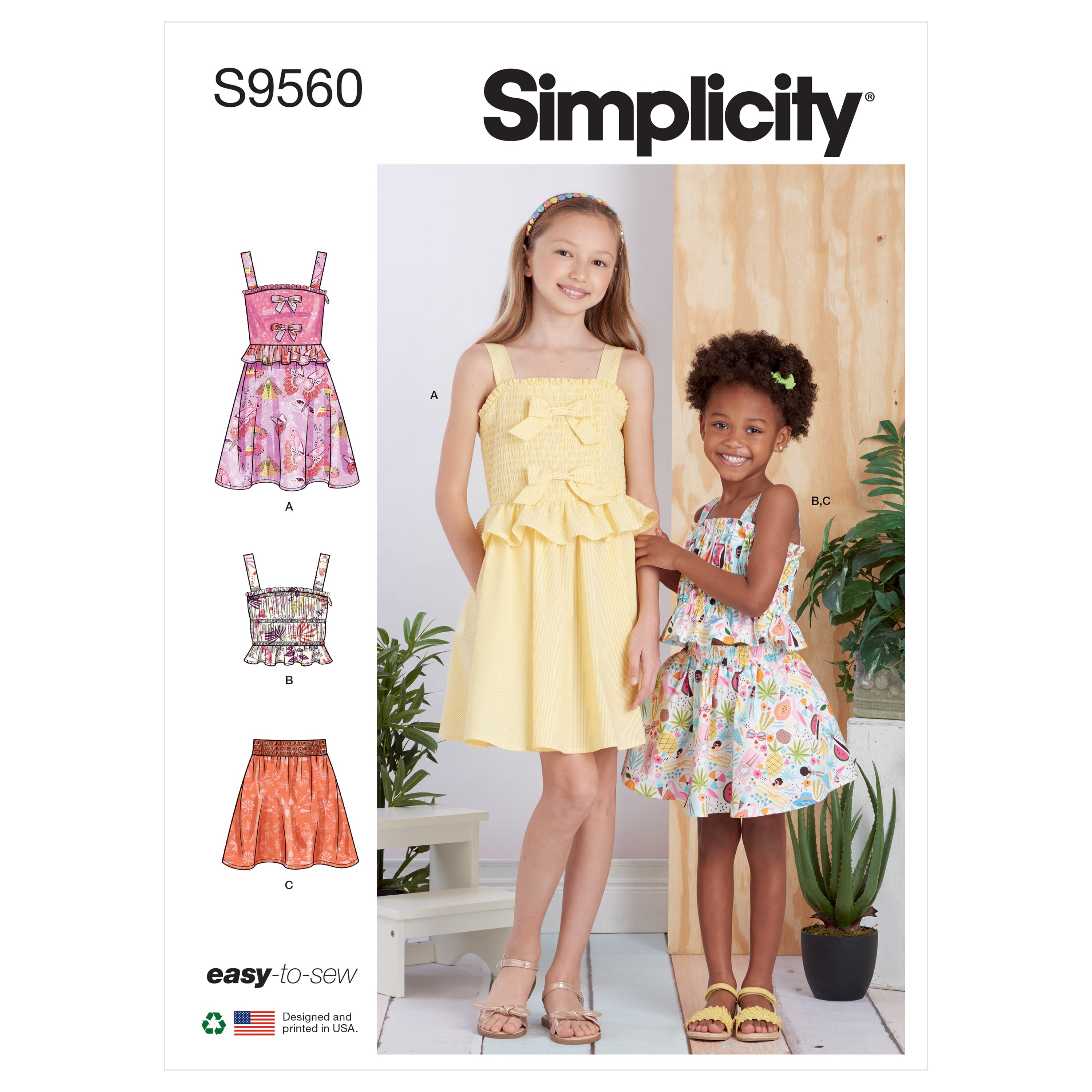 Patrón de costura Simplicity S9560 VESTIDO, TOP Y FALDA PARA NIÑAS Y NIÑAS