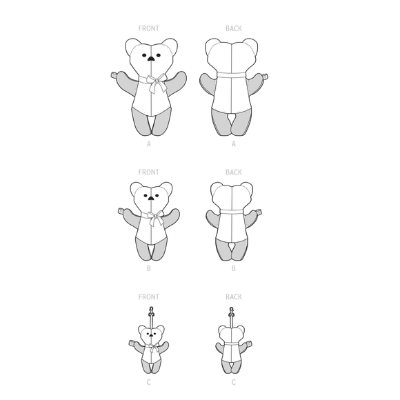 Simplicity Sewing Pattern S9569 LEARN TO SEW PLUSH MEMORY BEARS