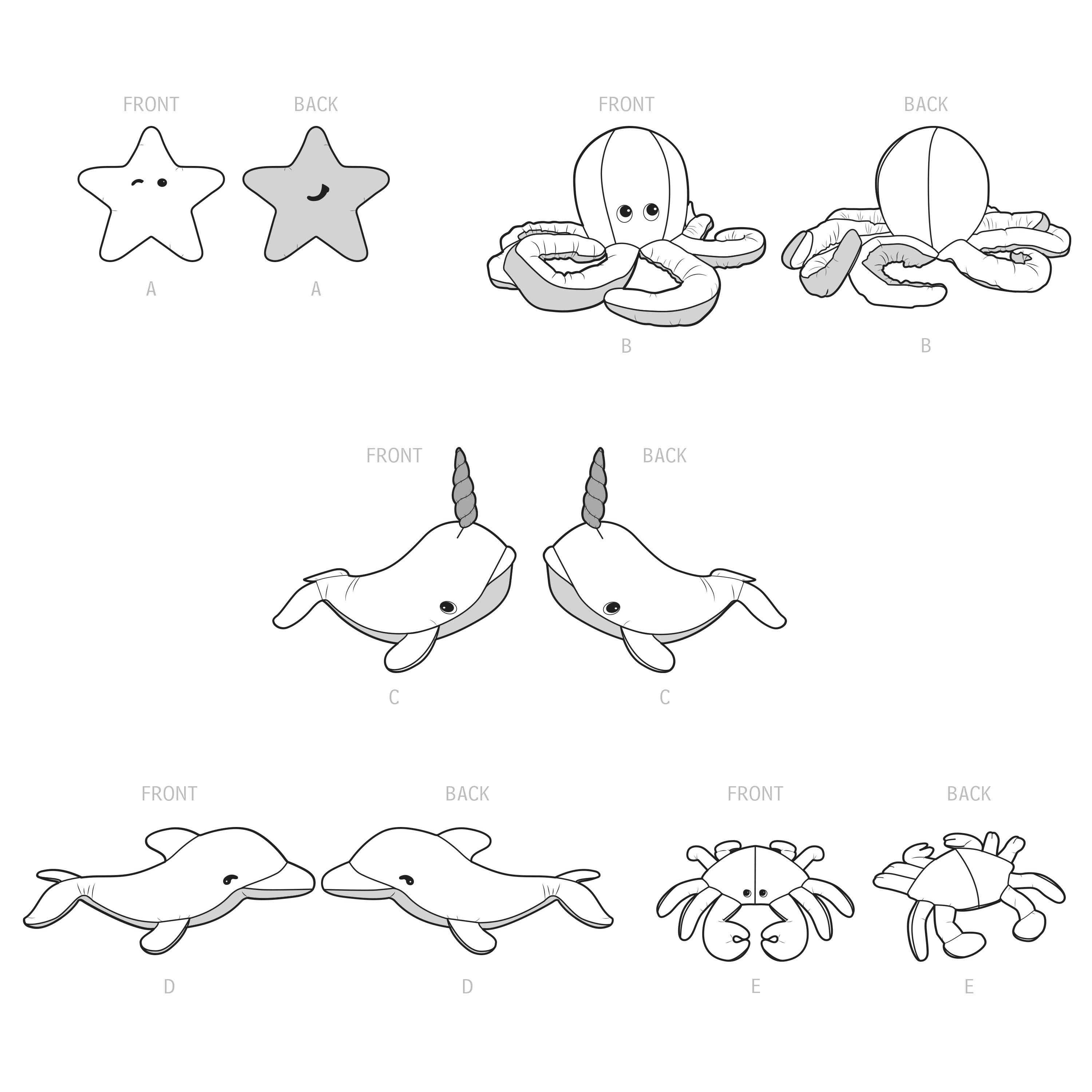 Patrón de costura Simplicity S9570 CRIATURAS MARINAS DE PELUCHE