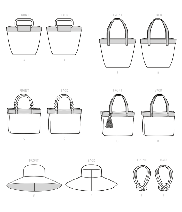 Simplicity Sewing Pattern S9580 BAGS, HAT AND NECKLACE