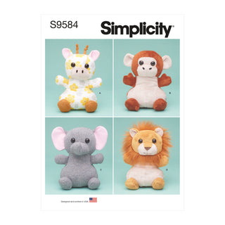 Simplicity Sewing Pattern S9584 PLUSH ANIMALS