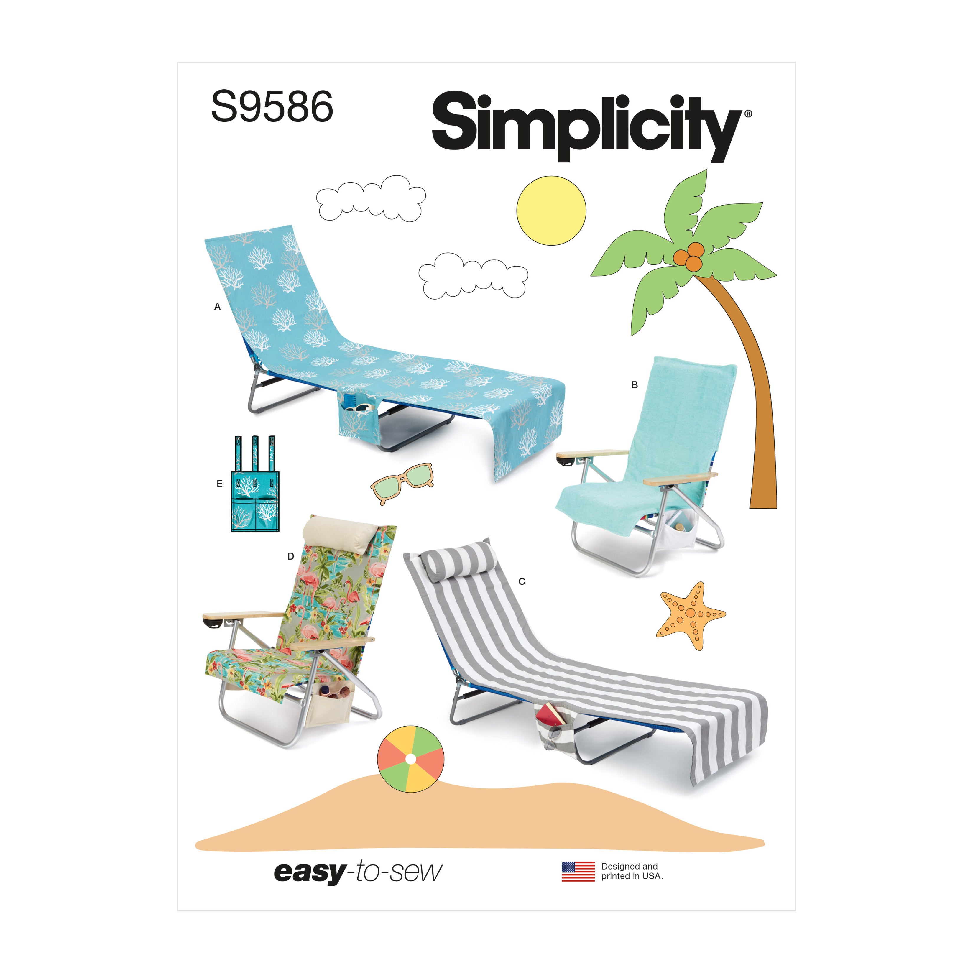 Patrón de costura Simplicity S9586 FUNDAS PARA SILLAS DE PLAYA Y DE SALÓN