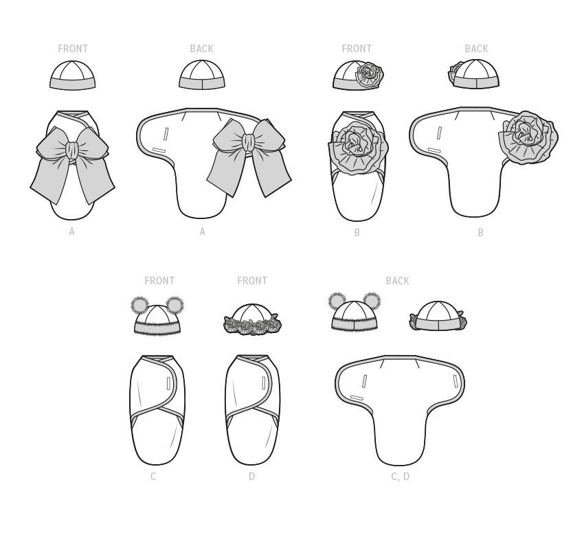 Simplicity Sewing Pattern S9591 BABIES' BUNTINGS AND HATS