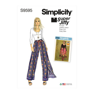 Simplicity Sewing Pattern S9595 MISSES' SUPER JIFFY WRAP AND TIE PANTSKIRT