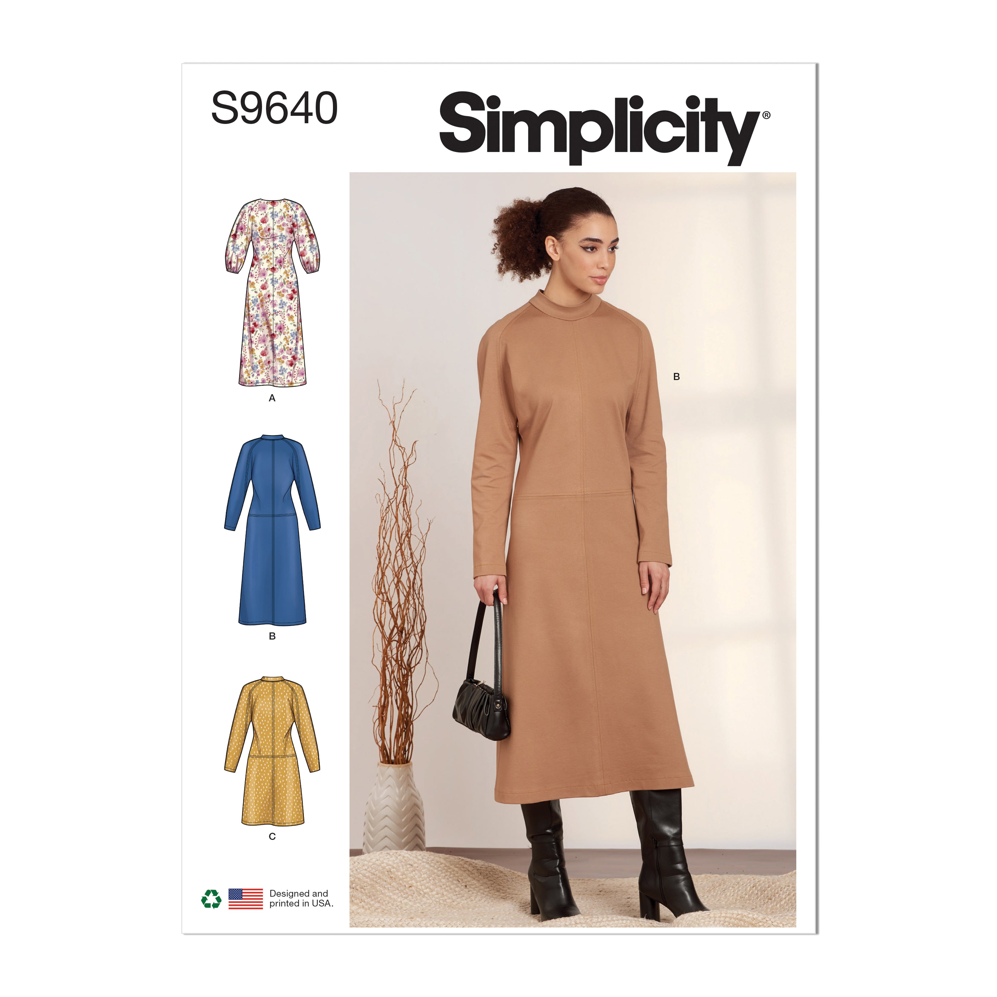 Patrón de costura Simplicity S9640 VESTIDOS DE MANGA DOLMAN PARA SEÑORAS