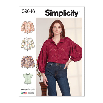 Simplicity Sewing Pattern S9646 MISSES' BUTTON DOWN TOP