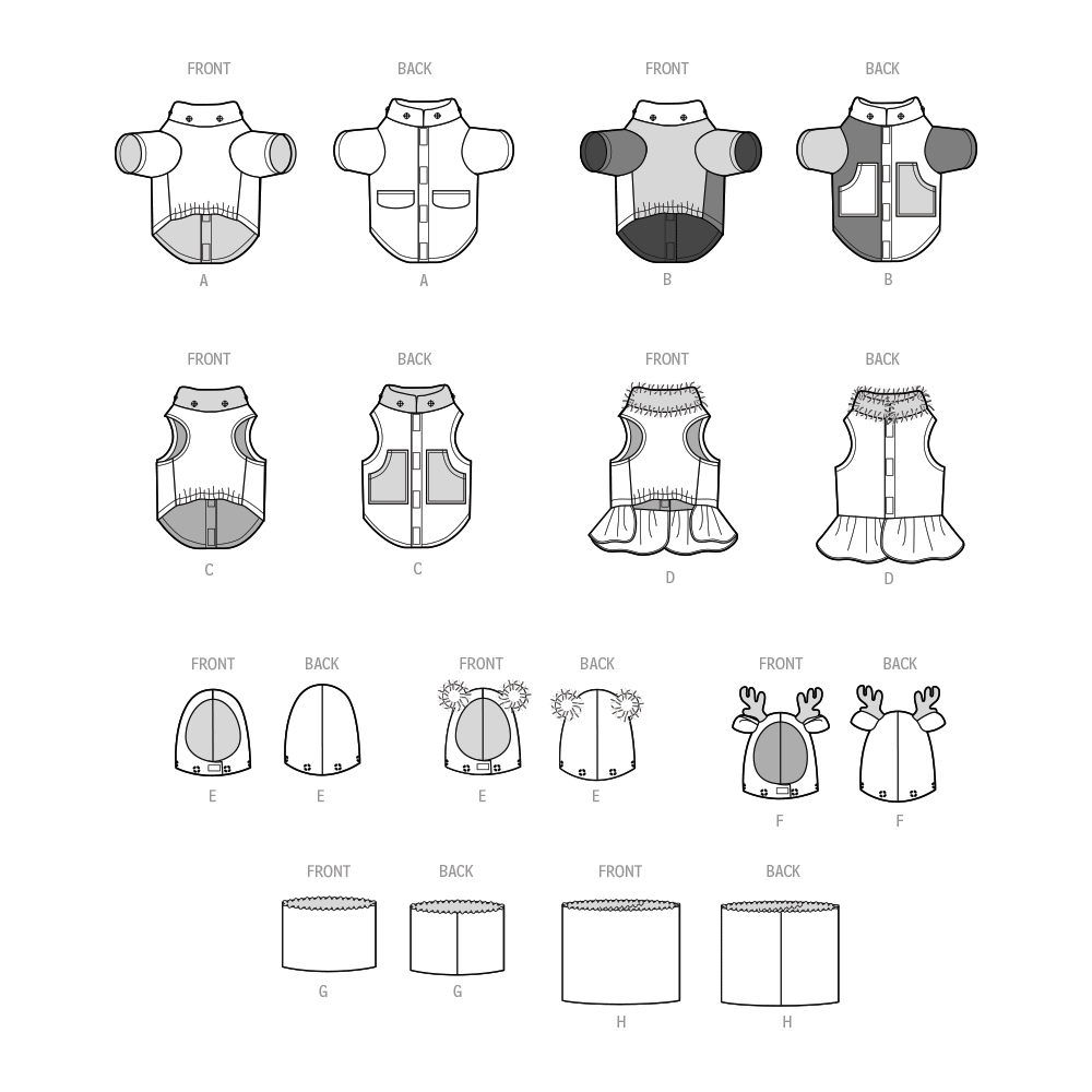 Simplicity Sewing Pattern S9663 PET COATS WITH OPTIONAL HOODS AND COWLS IN SIZES S-M-L AND ADULT COWL