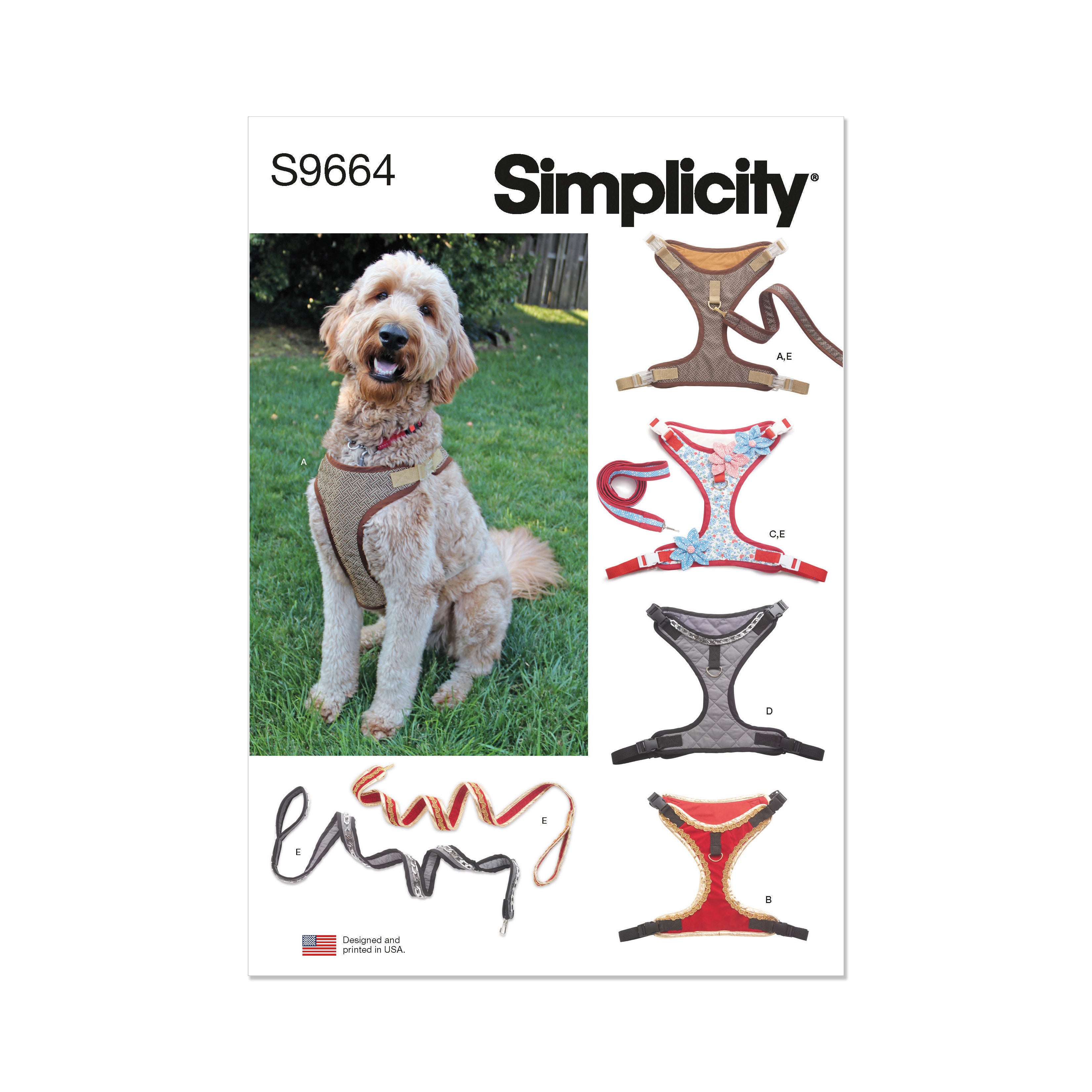 Patrón de costura Simplicity S9664 ARNÉS PARA PERROS EN TALLAS SML Y CORREA CON OPCIONES DE CORTE