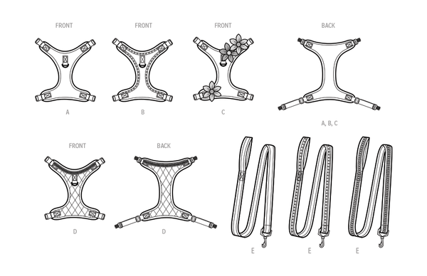 Simplicity Sewing Pattern S9664 DOG HARNESS IN SIZES S-M-L AND LEASH WITH TRIM OPTIONS