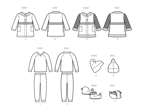 Simplicity Sewing Pattern S9672 CHILDREN'S ROBES, TOP, PANTS, HAT AND SLIPPERS IN SIZES S-M-L