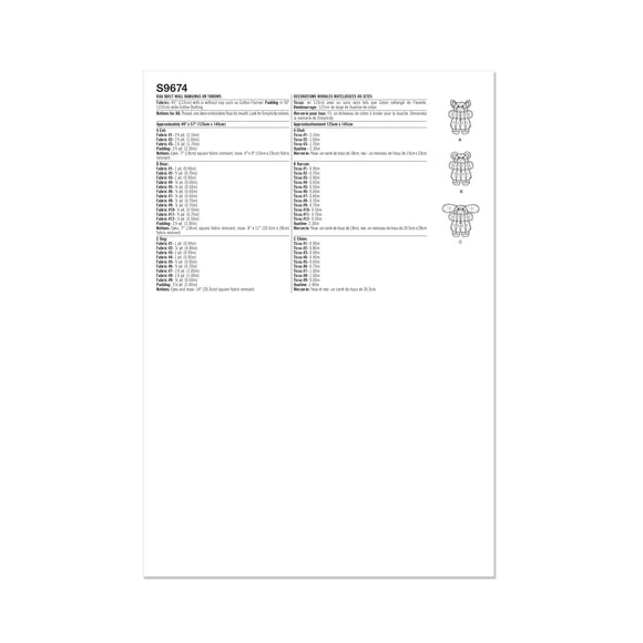 Simplicity Sewing Pattern S9674 RAG QUILT BY LONGIA MILLER