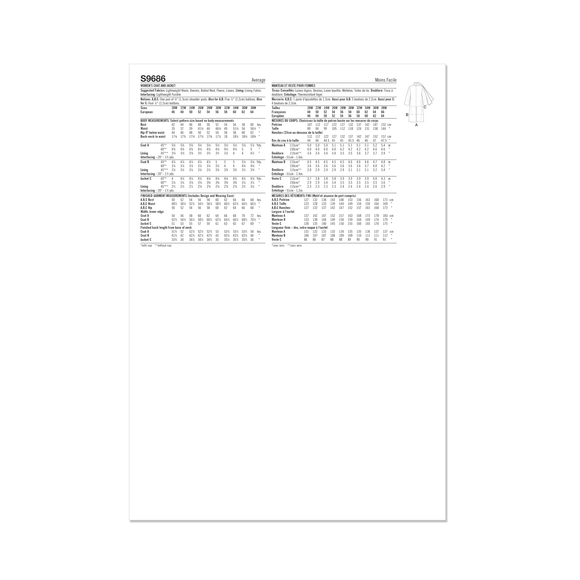 Simplicity Sewing Pattern S9686 WOMENS' COAT AND JACKET