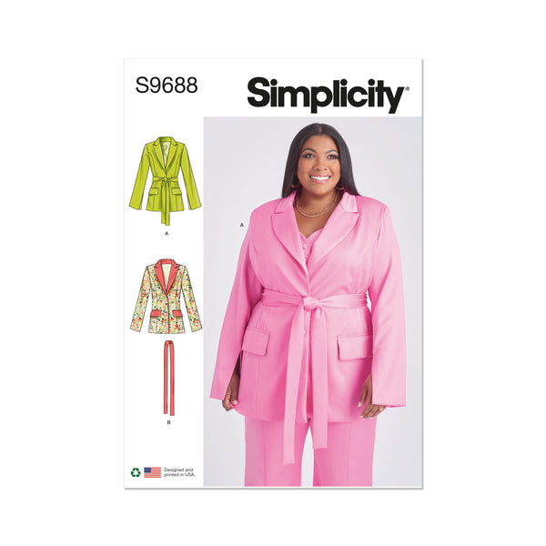 Simplicity Sewing Pattern S9688 MISSES' AND WOMEN'S JACKET WITH TIE BELT