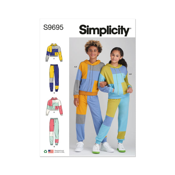 Simplicity Sewing Pattern S9695 GIRLS' AND BOYS' HOODIE AND JOGGER SET