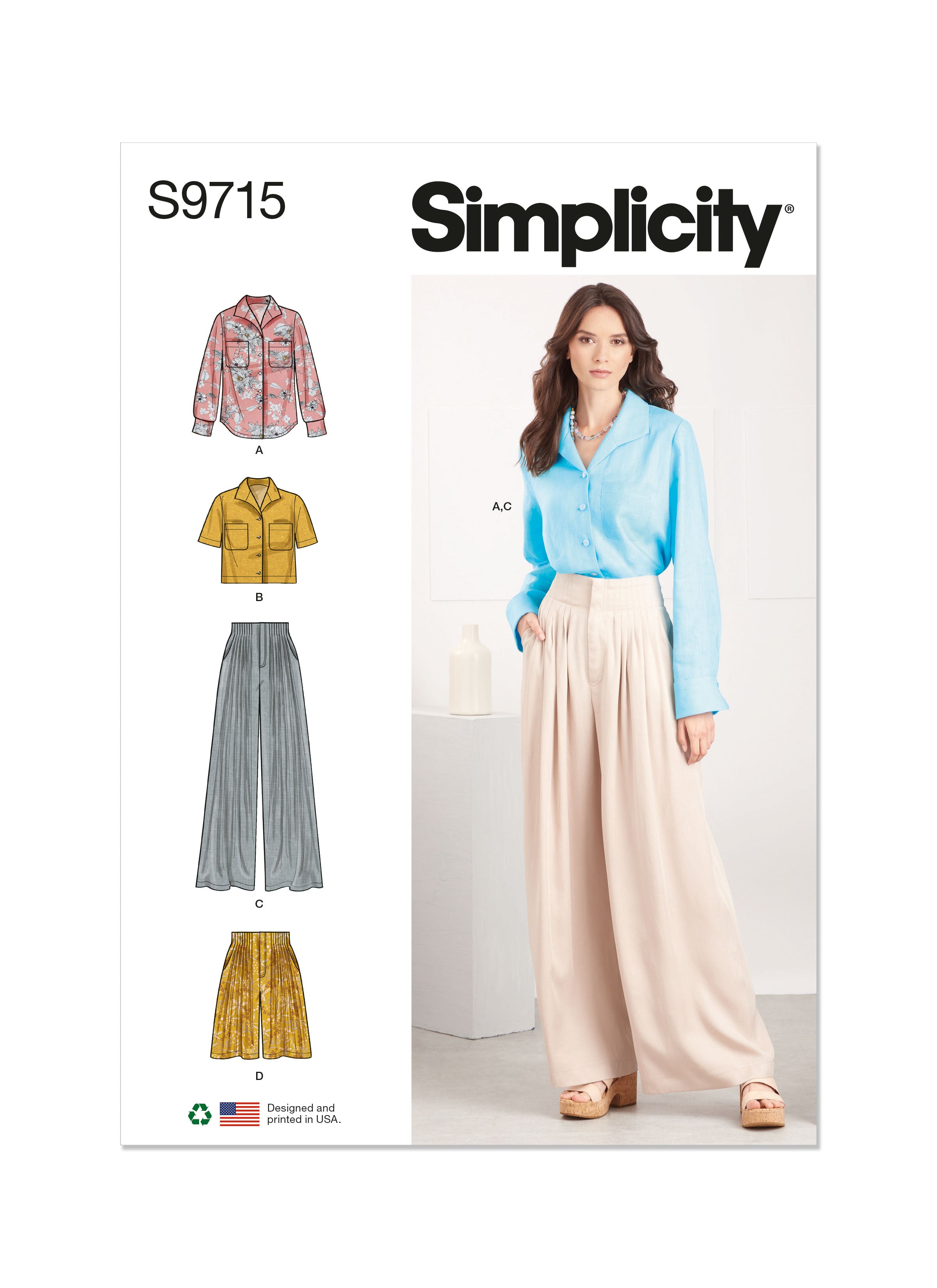 Simplicity Sewing Pattern S9715 MISSES' SHIRT, PANTS AND SHORTS