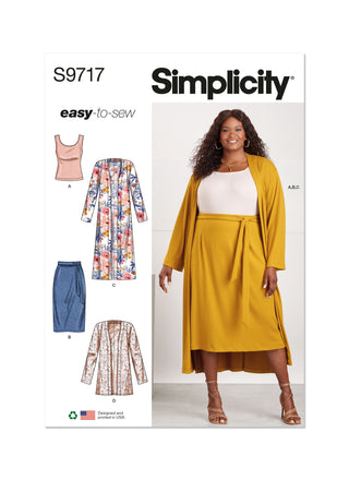 Simplicity Sewing Pattern S9717 WOMEN'S KNIT TOP, CARDIGAN AND SKIRT