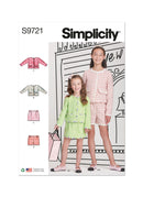 Patrón de costura Simplicity S9721 CHAQUETAS, FALDAS Y PANTALONES CORTOS PARA NIÑOS Y NIÑAS-1
