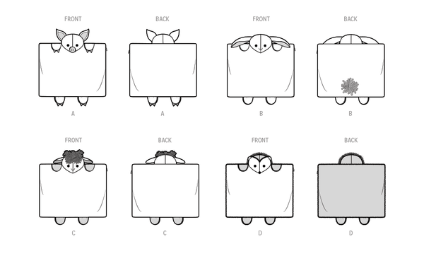 Simplicity Sewing Pattern S9732 PLUSH ANIMAL PILLOW CASES