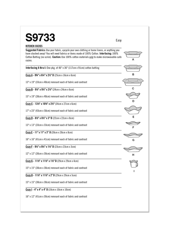 Simplicity Sewing Pattern S9733 KITCHEN COZIES