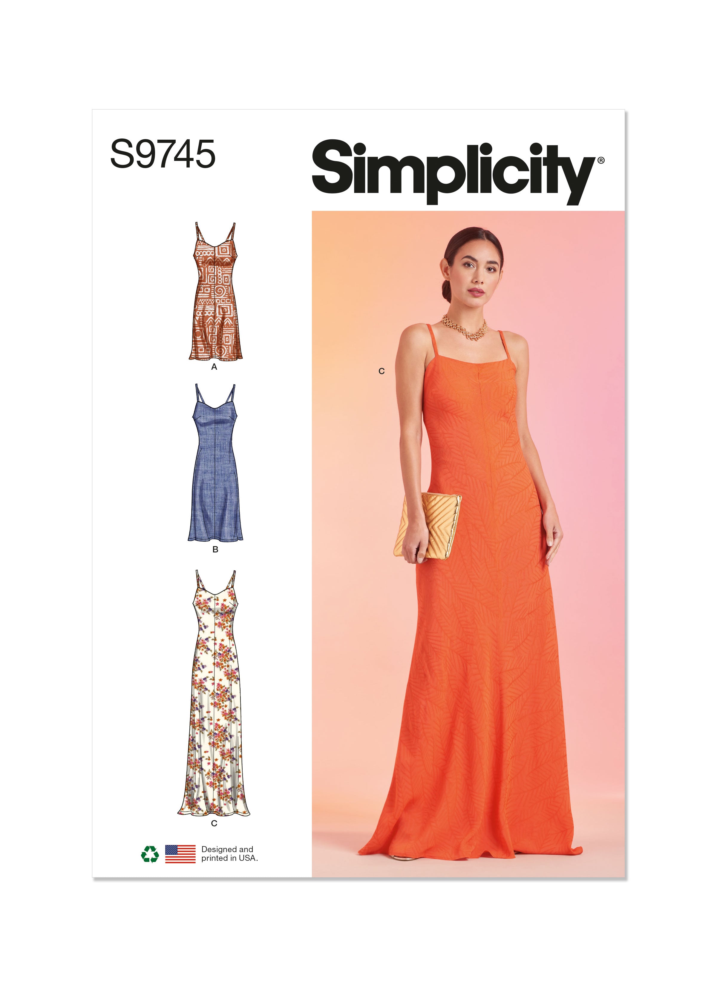 Simplicity Sewing Pattern S9745 MISSES' SLIP DRESS IN THREE LENGTHS