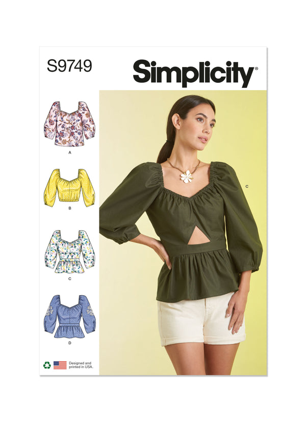 Simplicity Sewing Pattern S9749 MISSES' TOPS