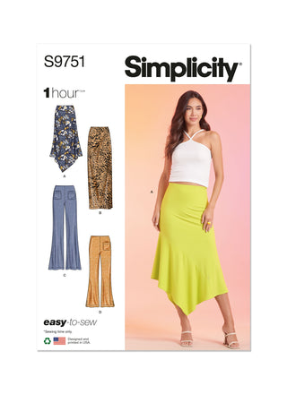 Simplicity Sewing Pattern S9751 MISSES' KNIT SKIRTS AND PANTS IN TWO LENGTHS