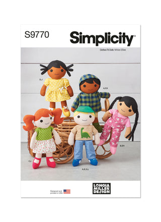 Simplicity Sewing Pattern S9770 14 1/2" CLOTH DOLLS AND CLOTHES BY LONGIA MILLER