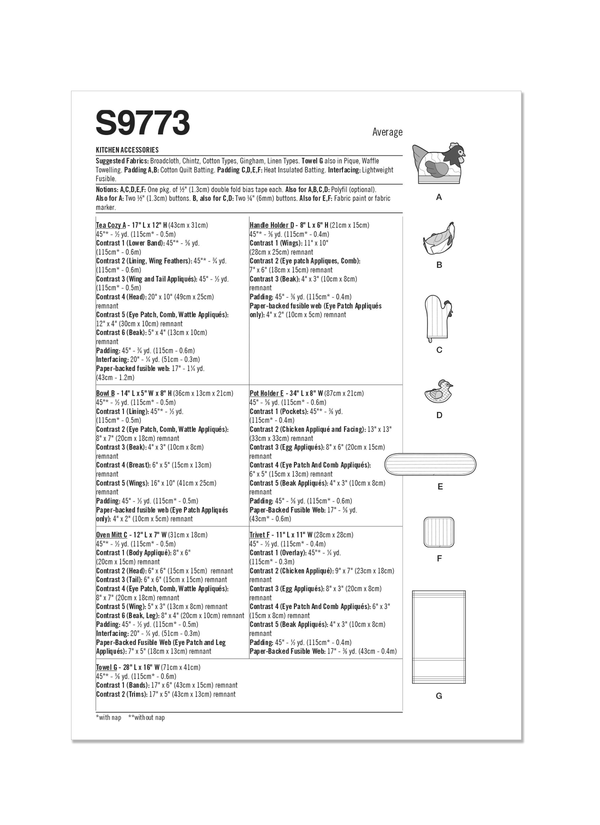 Simplicity Sewing Pattern S9773 KITCHEN ACCESSORIES BY CARLA REISS DESIGN BY CARLA REISS DESIGN