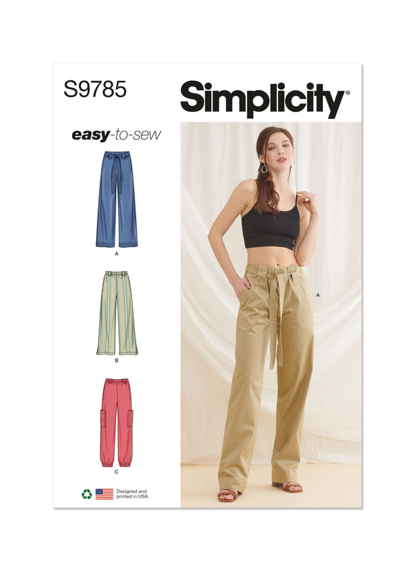 Simplicity Sewing Pattern S9785 MISSES' PANTS