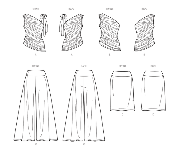 Patrón de costura Simplicity S9790 TOPS, PANTALONES Y FALDAS DE PUNTO PARA MUJER
